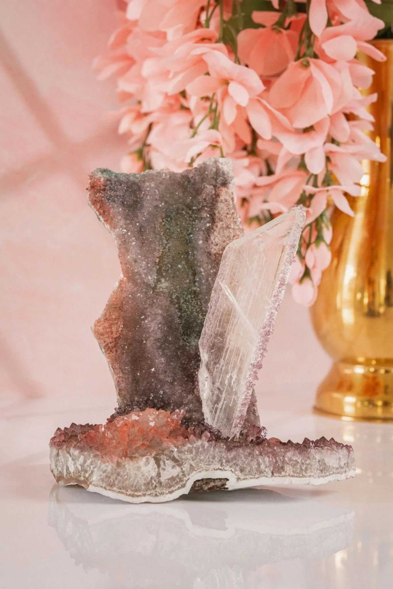 Amethyst Flowers With Selenite Gypsum - Image 6