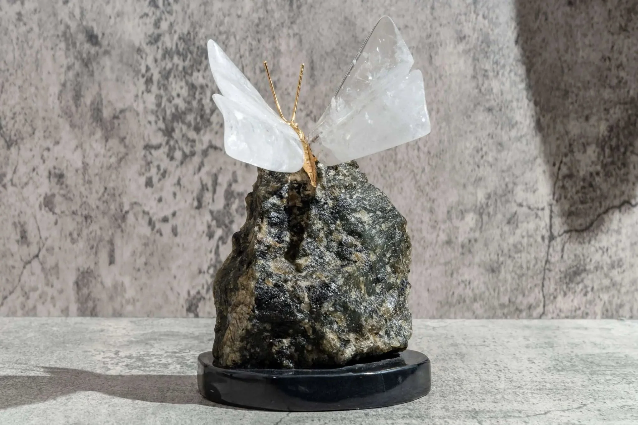 Clear Quartz Butterfly on Labradorite Freeform - Image 3