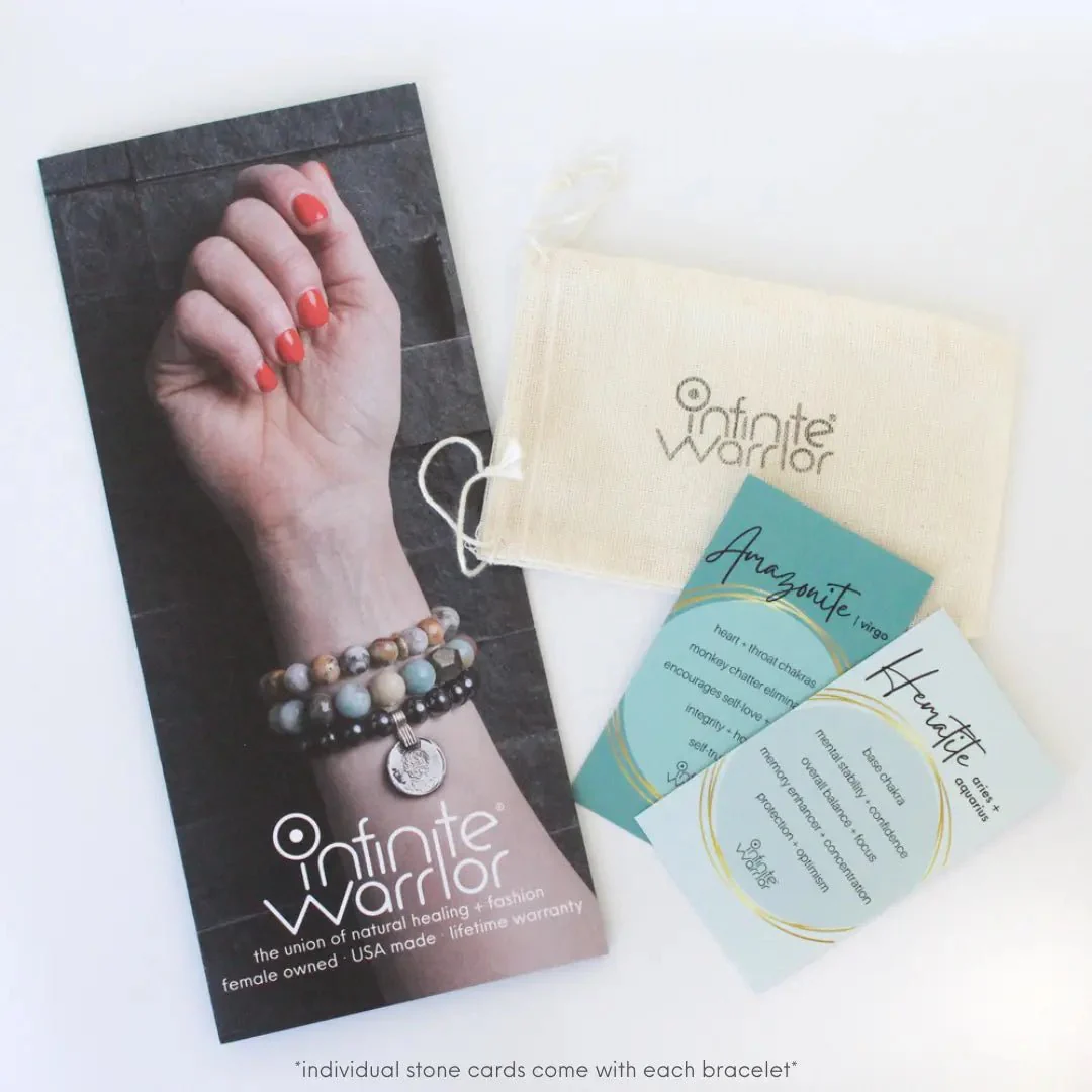 NEW Resort Wear Dubai Aquamarine + Gold Rings Healing Bracelet - Image 4