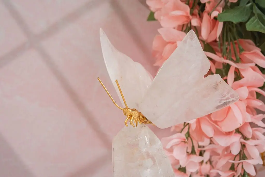 Rose Quartz Butterfly on Quartz Base - Image 5