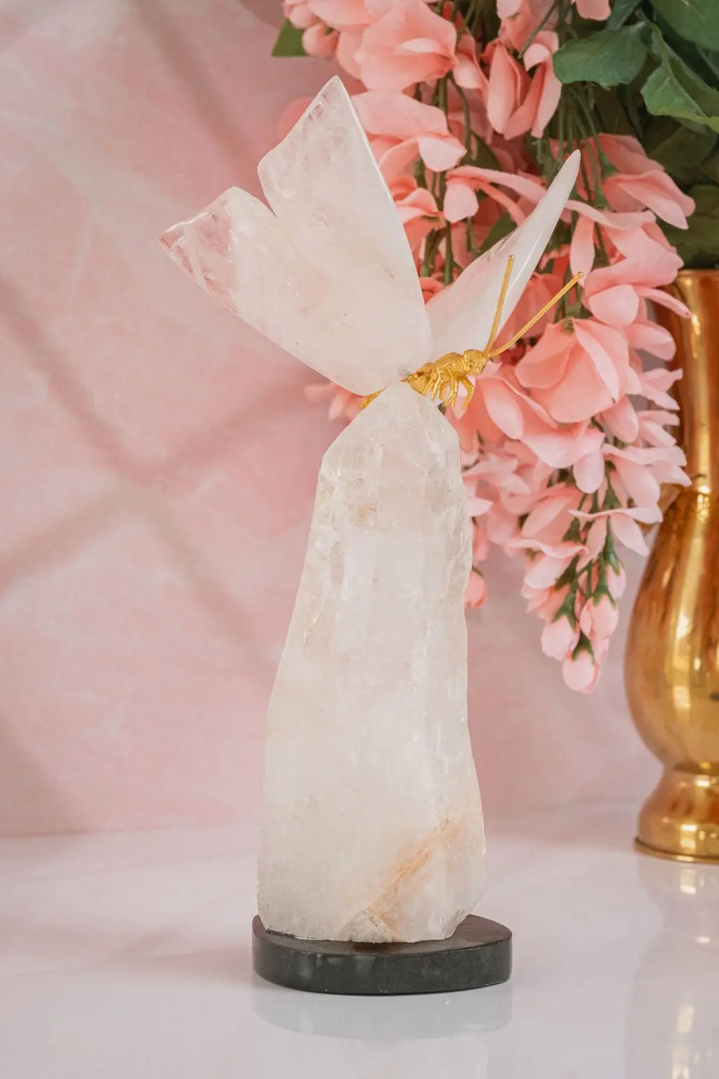 Rose Quartz Butterfly on Quartz Base - Image 6