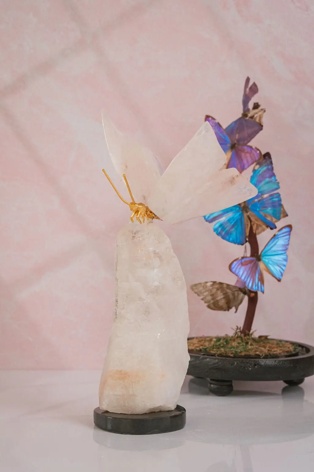 Rose Quartz Butterfly on Quartz Base - Image 7
